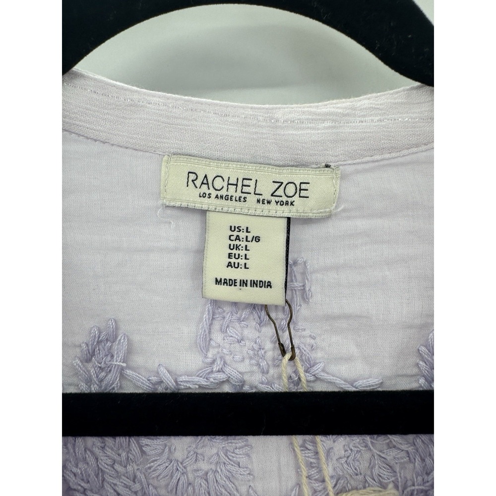 Rachel Zoe Boho Flare Embroidered Long Sleeve Top Large Lavender Peasant Fairy - Picture 8 of 13